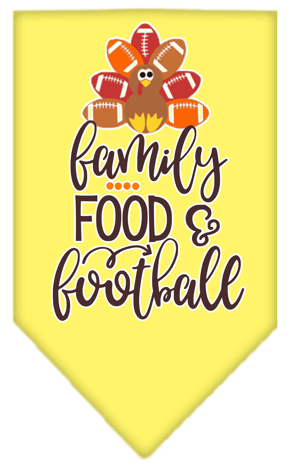 Family, Food, and Football Screen Print Bandana Yellow Small